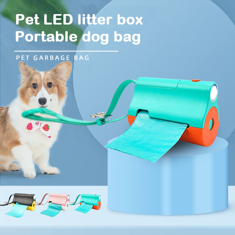 Pet Garbage Bag Dispenser With Light LED Dog Toilet