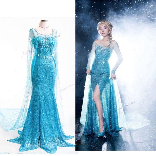 Disney Christmas Cosplay Frozen Adult Dress Aisha Princess Stage Wedding Dress