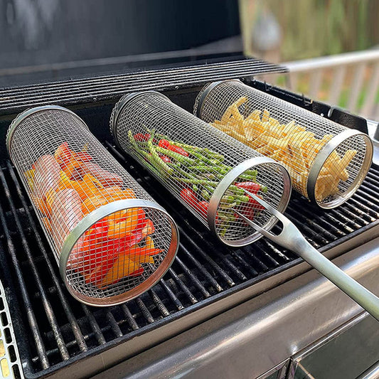 Outdoor Camping BBQ Drum Grilling Basket